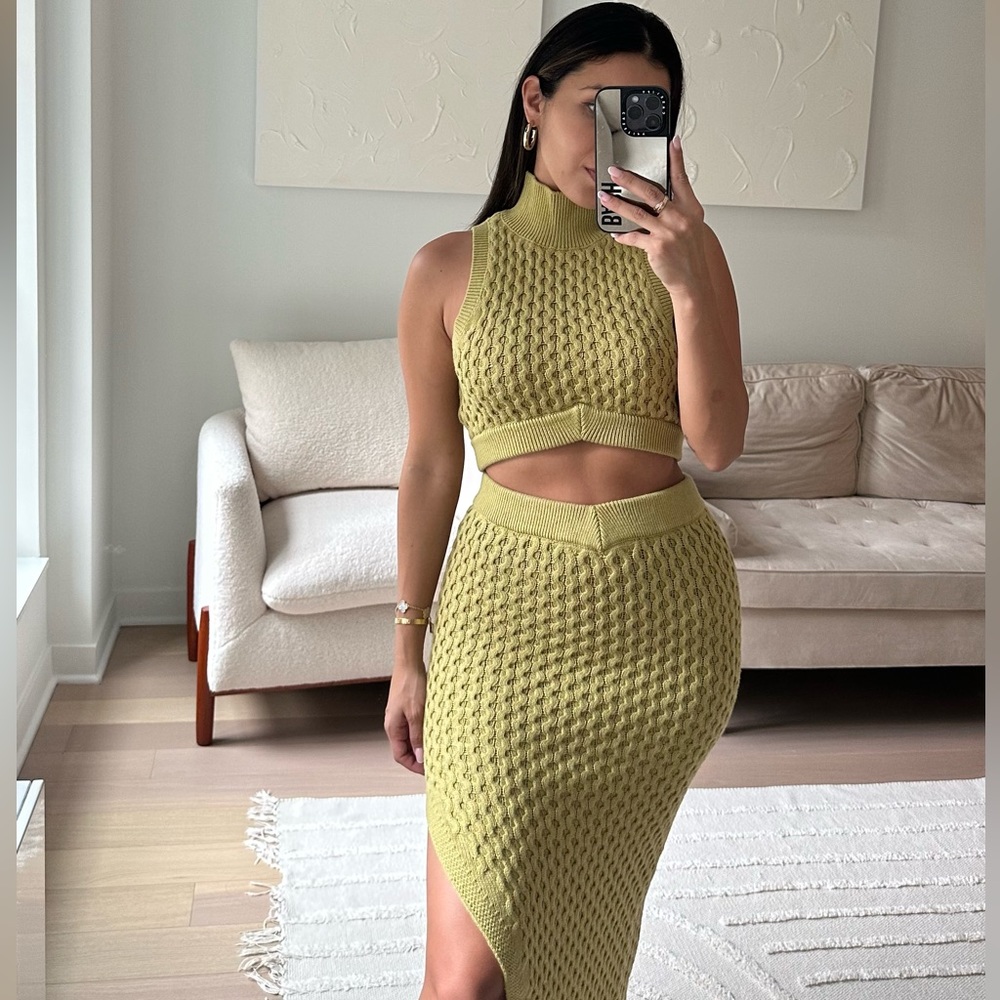Billie Knit top and V waist midi skirt set
